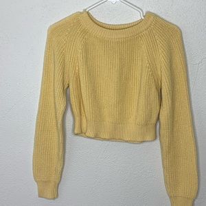 Brandy Melville Yellow Cropped Knit Sweater